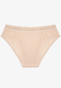Beżowe Majtki Typu Figi z Koronką Tirwia