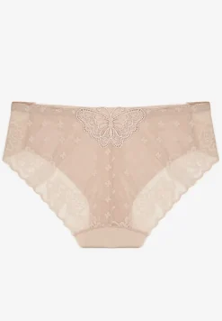 Beżowe Majtki Typu Figi z Koronką Tellinavi