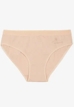 Beżowe Majtki z Bawełny Typu Figi Afitia