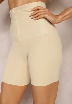 Beżowe Modelujące Majtki Gorsetowe z Wysokim Stanem Emineria