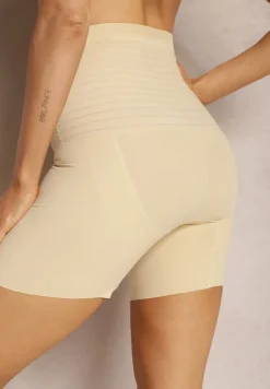 Beżowe Modelujące Majtki Gorsetowe z Wysokim Stanem Emineria