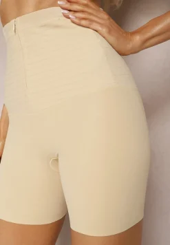 Beżowe Modelujące Majtki Gorsetowe z Wysokim Stanem Emineria