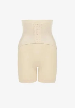 Beżowe Modelujące Majtki z Gorsetowym Zapięciem na Haftki Hefial