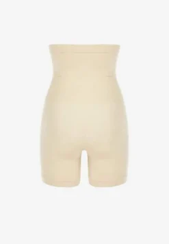 Beżowe Modelujące Majtki z Gorsetowym Zapięciem na Haftki Hefial