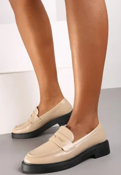 Beżowe Mokasyny na Niskiej Platformie Nevitas
