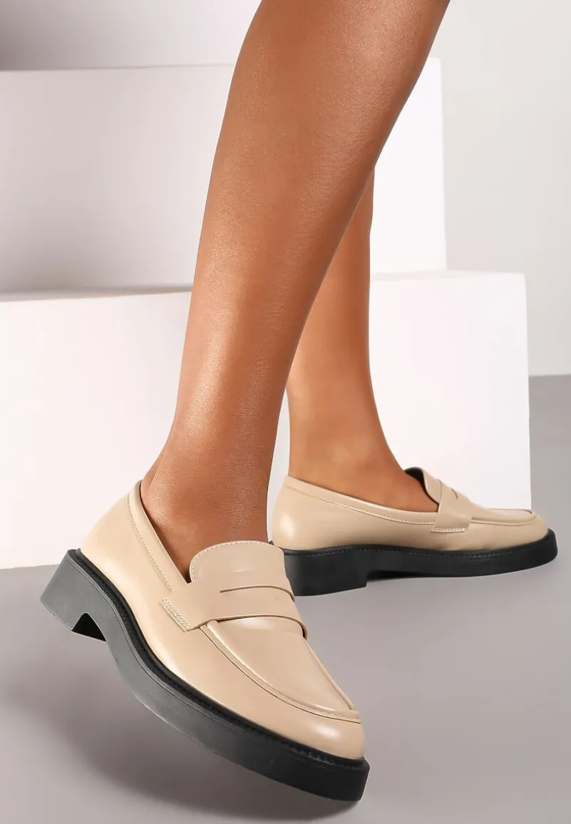 Beżowe Mokasyny na Niskiej Platformie Nevitas