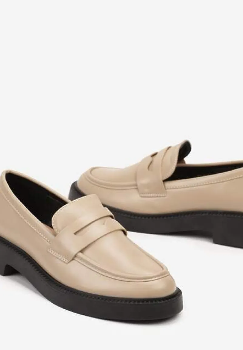 Beżowe Mokasyny na Niskiej Platformie Nevitas