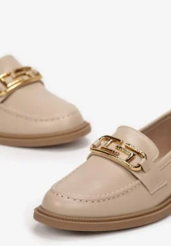 Beżowe Mokasyny Wsuwane z Klamerką Wesley