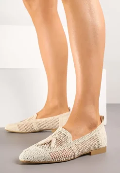 Beżowe Mokasyny z Siateczki z Frędzlami Adenda