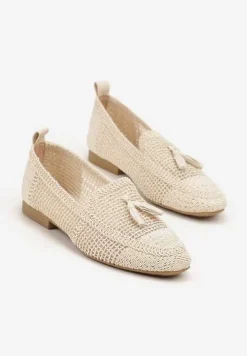 Beżowe Mokasyny z Siateczki z Frędzlami Adenda