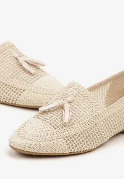 Beżowe Mokasyny z Siateczki z Frędzlami Adenda
