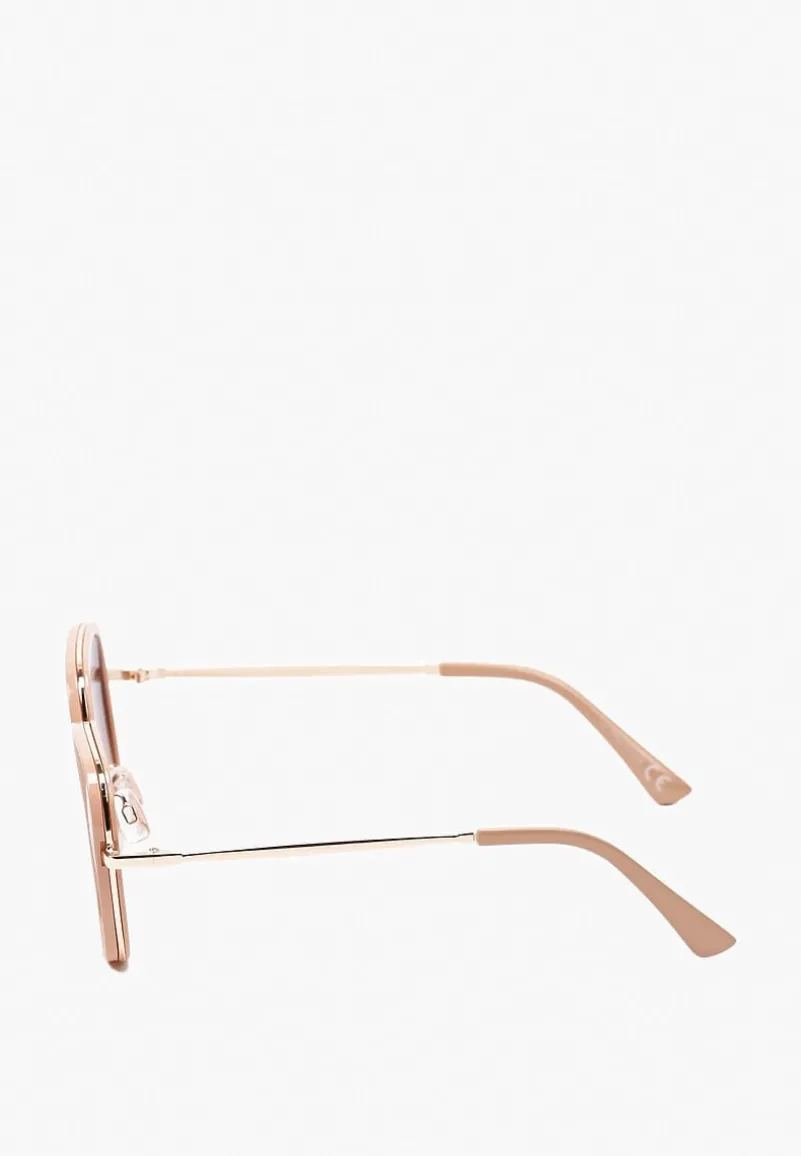 Beżowe Okulary Przeciwsłoneczne o Kwadratowym Fasonie Clarilia