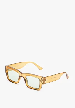 Beżowe Okulary Przeciwsłoneczne Wykończone Grubymi Oprawkami z Filtrem UV Elledelime