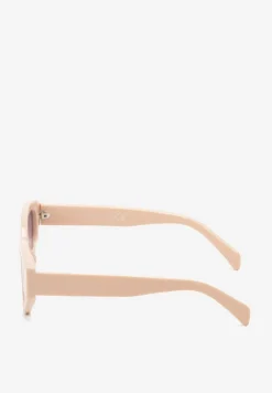 Beżowe Okulary Przeciwsłoneczne w Typie Cat Eye Effiaria