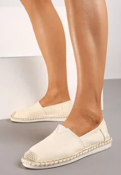 Beżowe Płaskie Espadryle Wsuwane z Plecionką Moaxia