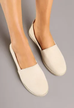 Beżowe Płaskie Espadryle z Plecionką na Podeszwie Julietae