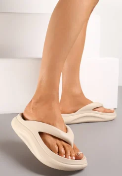 Beżowe Piankowe Klapki Japonki w Streetwearowym Stylu Panoli