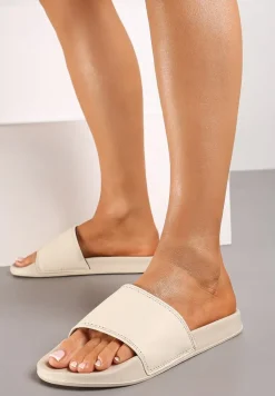 Beżowe Piankowe Klapki na Płaskiej Podeszwie Vikimae