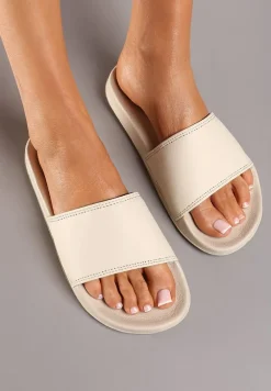 Beżowe Piankowe Klapki na Płaskiej Podeszwie Vikimae