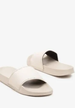 Beżowe Piankowe Klapki na Płaskiej Podeszwie Vikimae