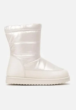 Beżowe Pikowane Śniegowce na Płaskiej Podeszwie Raviti