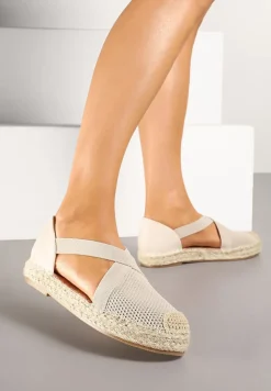 Beżowe Plecione Espadryle z Ozdobnymi Paskami Morithia