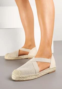 Beżowe Plecione Espadryle z Ozdobnymi Paskami Morithia