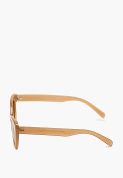 Beżowe Przeciwsłoneczne Okulary z Oprawkami Kocie Oczy Aclitssa