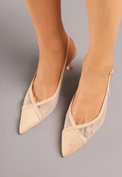 Beżowe Przezroczyste Sandały Vices na Kaczuszce Typu Slingback Atilessa