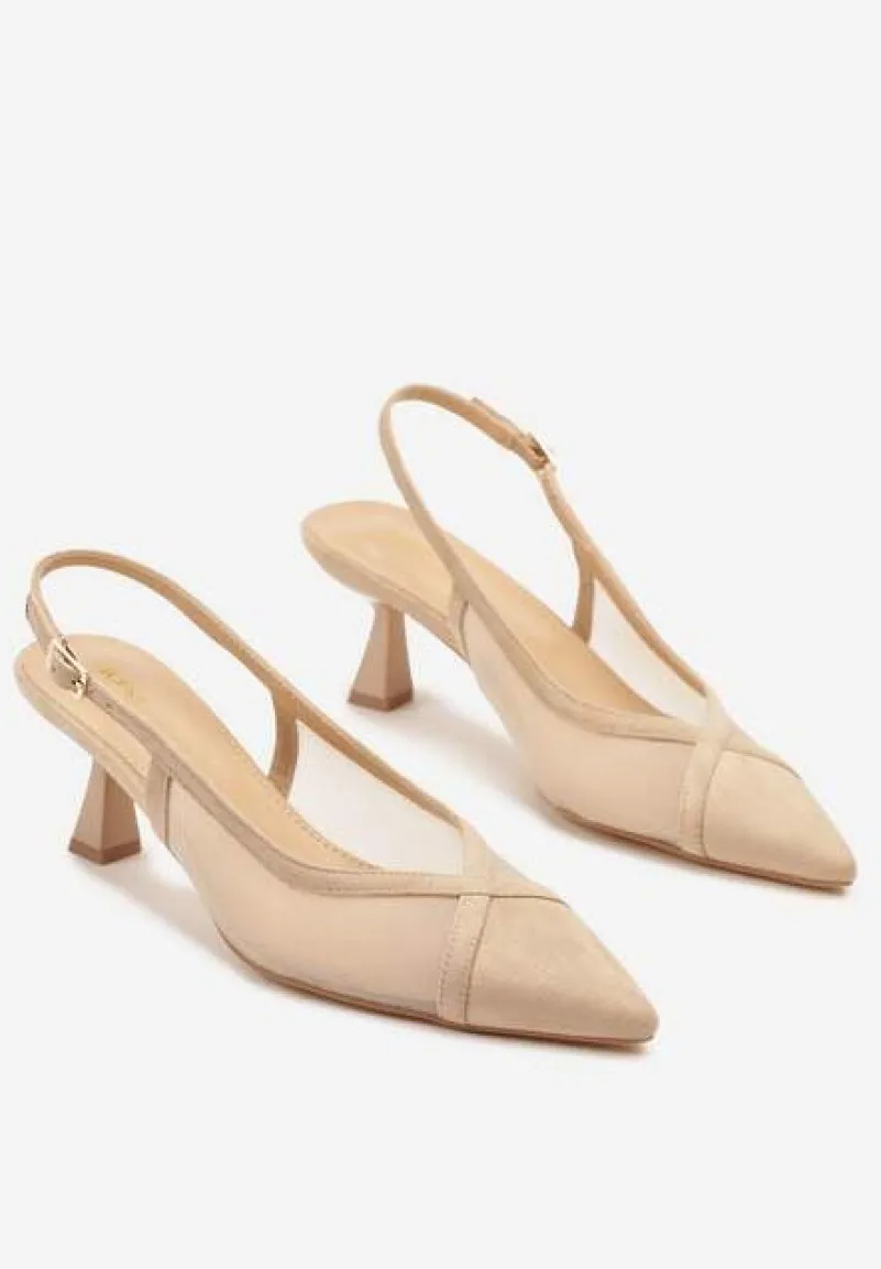 Beżowe Przezroczyste Sandały Vices na Kaczuszce Typu Slingback Atilessa