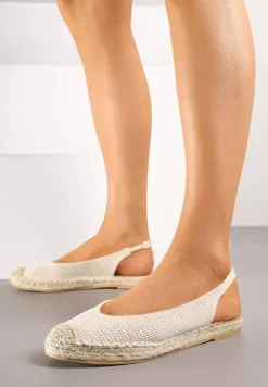 Beżowe Sandały Espadryle Slingback Ozdobione Plecionką Addiena