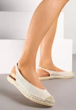 Beżowe Sandały Espadryle Slingback Ozdobione Plecionką Addiena