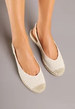 Beżowe Sandały Espadryle Slingback Ozdobione Plecionką Addiena