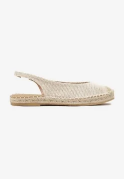 Beżowe Sandały Espadryle Slingback Ozdobione Plecionką Addiena