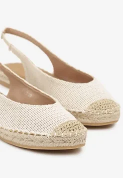 Beżowe Sandały Espadryle Slingback Ozdobione Plecionką Addiena