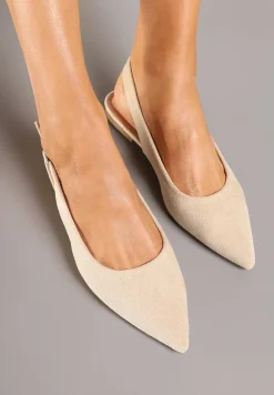 Beżowe Sandały na Płaskiej Podeszwie Typu Slingback Nonarielae