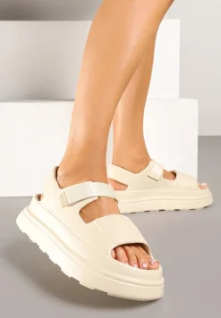 Beżowe Sandały na Platformie w Sportowym Stylu Lisilia
