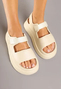 Beżowe Sandały na Platformie w Sportowym Stylu Lisilia