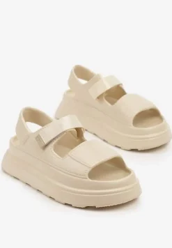 Beżowe Sandały na Platformie w Sportowym Stylu Lisilia