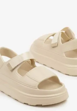 Beżowe Sandały na Platformie w Sportowym Stylu Lisilia