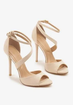 Beżowe Sandały na Szpilce Vices Ozdobione Paskami Sarariae
