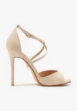 Beżowe Sandały na Szpilce Vices Ozdobione Paskami Dorotina