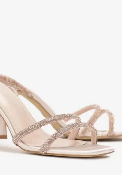 Beżowe Sandały na Szpilce ze Sprzączką i Cyrkoniami Aintha