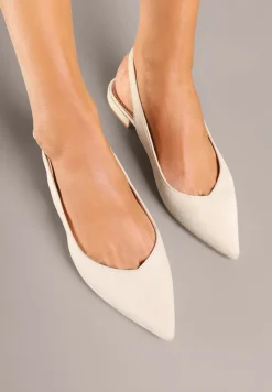 Beżowe Sandały Slingback Vices z Wkładką ze Skóry Naturalnej Annisae