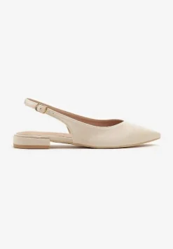 Beżowe Sandały Slingback Vices z Wkładką ze Skóry Naturalnej Annisae
