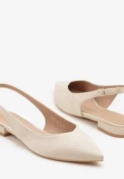 Beżowe Sandały Slingback Vices z Wkładką ze Skóry Naturalnej Annisae