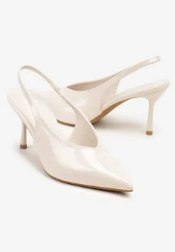 Beżowe Sandały Slingback Vices na Obcasie Typu Szpilka Tilionea