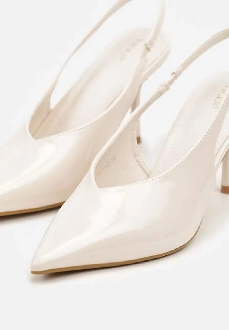 Beżowe Sandały Slingback Vices na Obcasie Typu Szpilka Tilionea