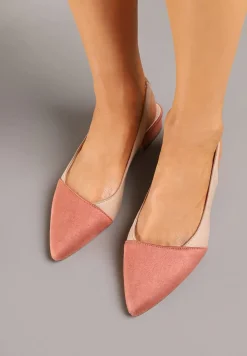 Beżowe Sandały Typu Slingback z Wkładką ze Skóry Naturalnej Galindena