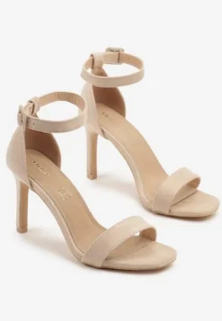 Beżowe Sandały Vices na Obcasie Typu Szpilka ze Skórzaną Wkładką Sonalitena